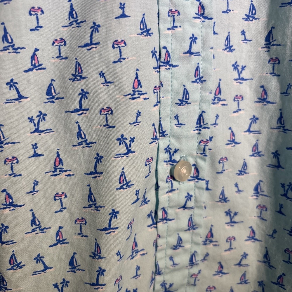 Vineyard Vines Shirt Men XL Slim Fit Whale All Over Print Tropical Palm Tree - Picture 4 of 11